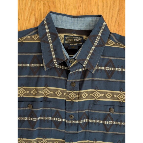 Pendleton Woolen Mills Cotton Long Sleeve Button Down Aztec Print Shirt Men’s M - Picture 4 of 10